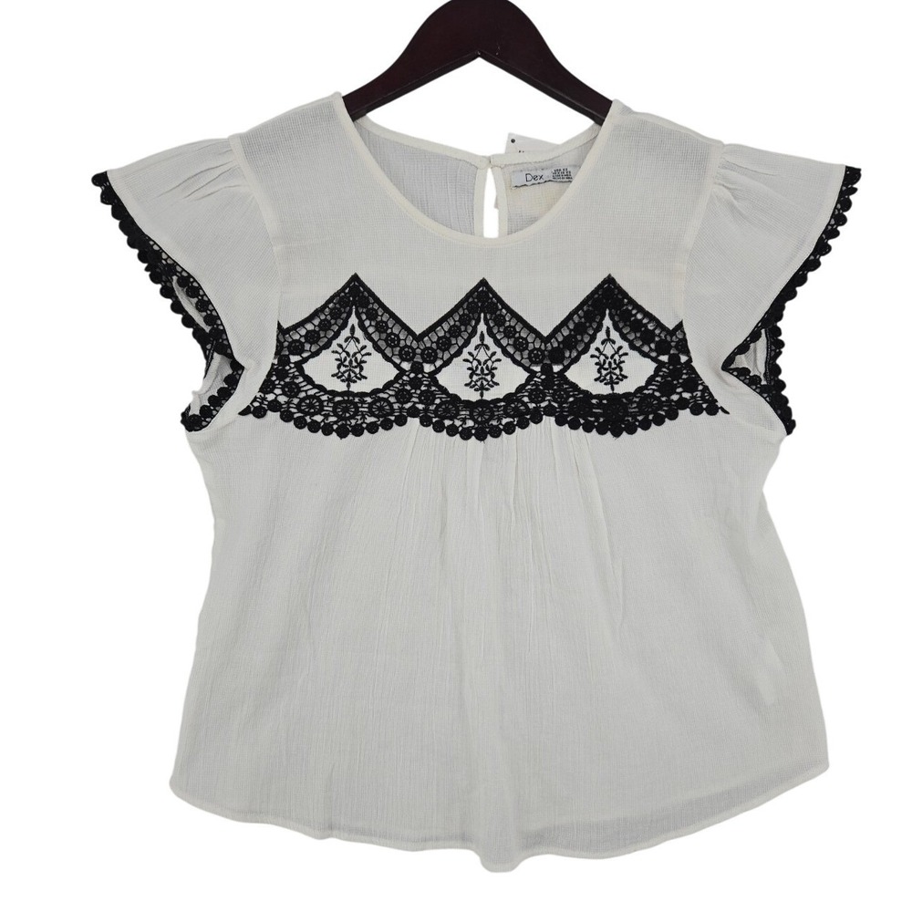DEX Romance Awaits Crochet Lace Boho Cottagecore Top XS Vintage Inspired Prairie